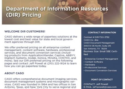 Department of Information Resources (DIR) Pricing Data Sheet