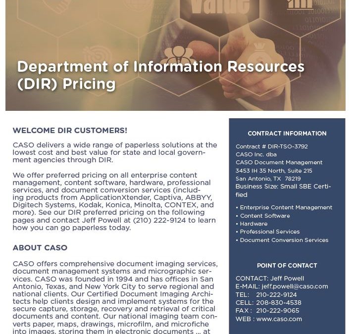 Department of Information Resources (DIR) Pricing Data Sheet