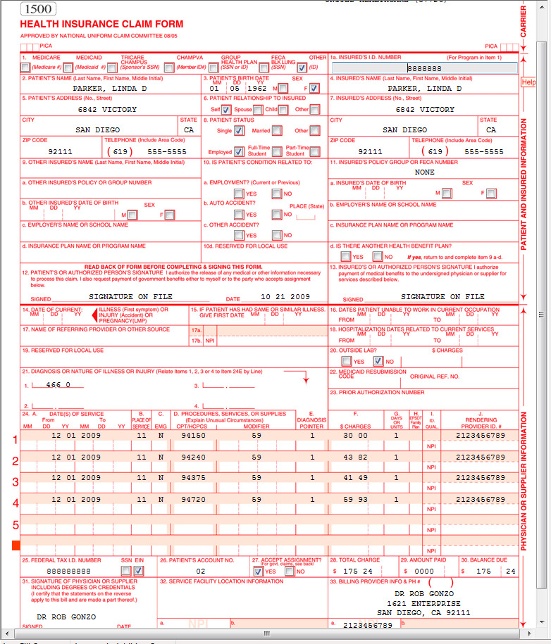 Printable CMS 1500 Claim Form